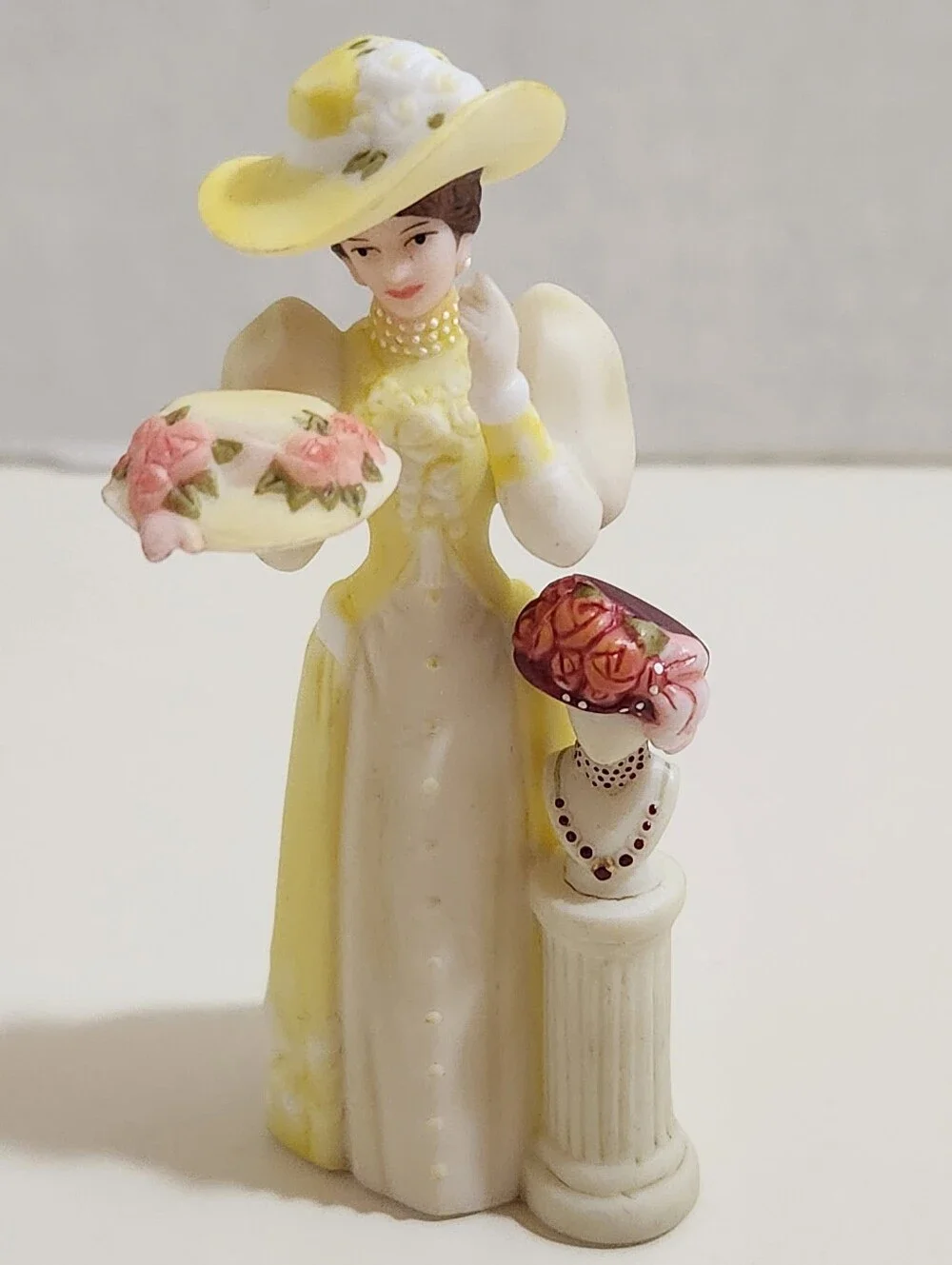 Avon Collectibles Mrs. P.F.E. Albee 2005 Mini Ceramic Figurine w/ Dome & Base